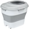 6-30lb Dog Food Storage Container Collapsible Design with Airtight Lids, Rolling Wheels, Cup, Bowl, Spoon, Grey