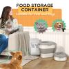 6-30lb Dog Food Storage Container Collapsible Design with Airtight Lids, Rolling Wheels, Cup, Bowl, Spoon, Grey