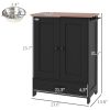 PawHut Pet Feeding Station, Dog Food Storage Cabinet w/ Raised Dog Bowls, Adjustable Panel, Hooks for Medium Dogs, Black